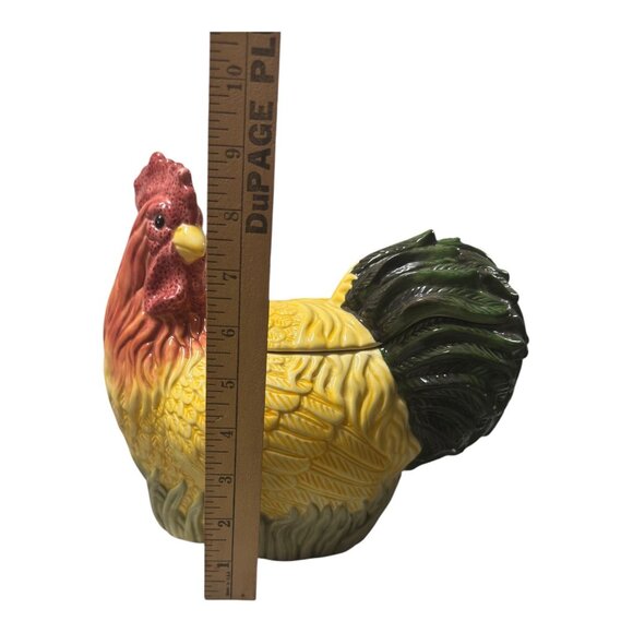 Vintage Ceramic Rooster Cookie Jar Collectible Kitchen Decor 12" L X 10" H Multi - Picture 5 of 12